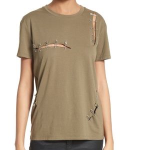 THE KOOPLES Army Green Safety Pin Tee